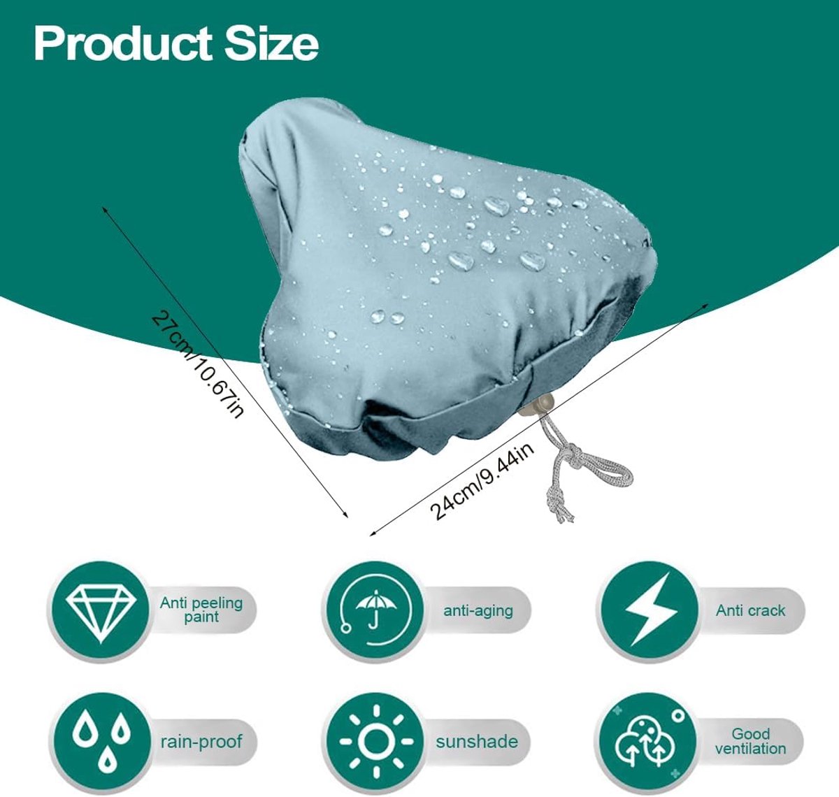 Bicycle Saddle Cover - Bicycle Saddle Cover - Waterproof Saddle Cover - Cover for Bicycle Saddle - Rain Cover - Saddle Cover - waterproof bicycle saddle cover - with drawstring - outdoor saddle cover - bicycle accessories - universal - rain and dust prote - Image 4