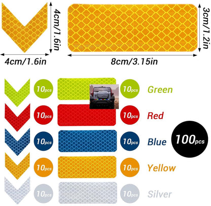100 pieces - reflective stickers - reflective tape - reflective safety warning strips - reflective strips - waterproof - for bicycles, helmets, cars, mailboxes, backpacks, trailers and outdoor equipment - rectangle and arrow - Image 5