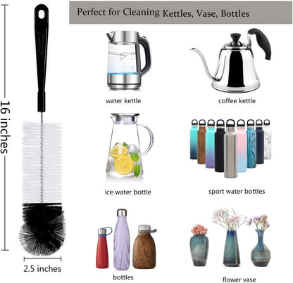 8-Pack Bottle Cleaning Brush Set - Cleaning Brush - Bottle Brush - Black bottle cleaner with long handle - for washing narrow wine/beer bottles/thermos flask/bottle cup/sports tank/kettle - lid brush - straw brush - Bottle cleaner - Image 4