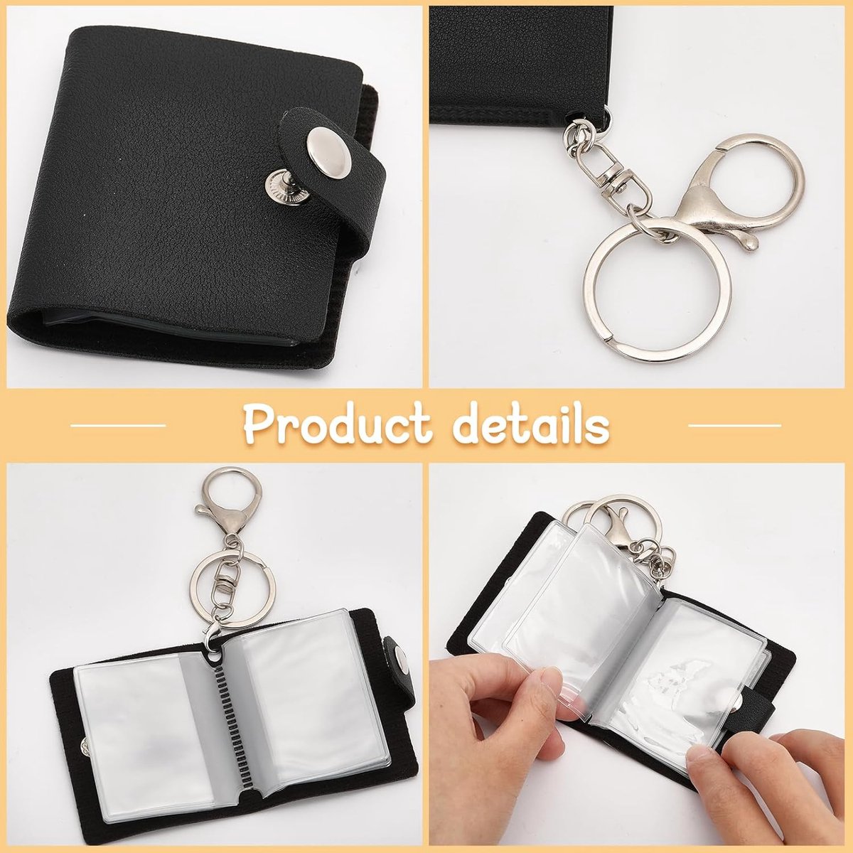 4 pieces - Mini photo album - 2 inch - Photo album - keychain - mini retro photo album - with lobster claw clasps and keychains - Each book can hold 20 photos - 10 pages - for a family and friends party keepsake - black, brown - Image 2