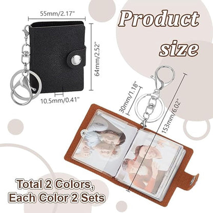 4 pieces - Mini photo album - 2 inch - Photo album - keychain - mini retro photo album - with lobster claw clasps and keychains - Each book can hold 20 photos - 10 pages - for a family and friends party keepsake - black, brown - Image 5