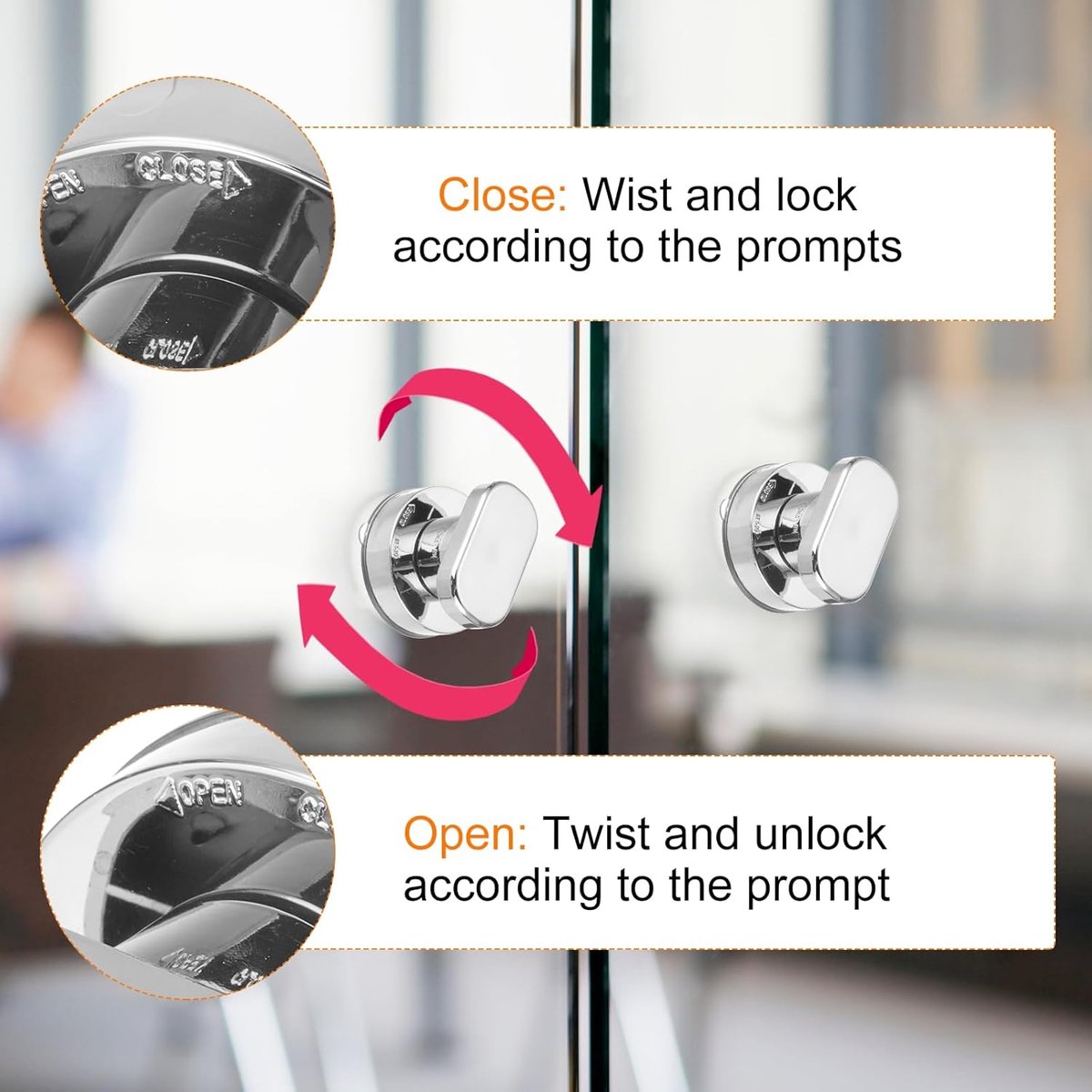 pieces - Door handle - Suction cup door grip - Suction cup handle - suction cup glass mirror door handle - suction cup handles for sliding doors - shower door handle - self-adhesive push-pull armrest - cabinet handles - for window, cabinet, toilet - 62x50 - Image 3