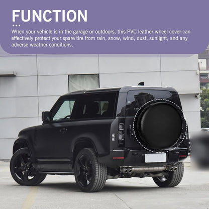 Tire cover - 16 inch - Tire covers - Spare tire cover - Tire dust cover - Spare wheel dust cover - Car tire protective cover - Spare wheel protective cover - Tire storage cover - PVC leather - Dust cover - suitable for tire diameters 76-79 cm - Black - Image 2