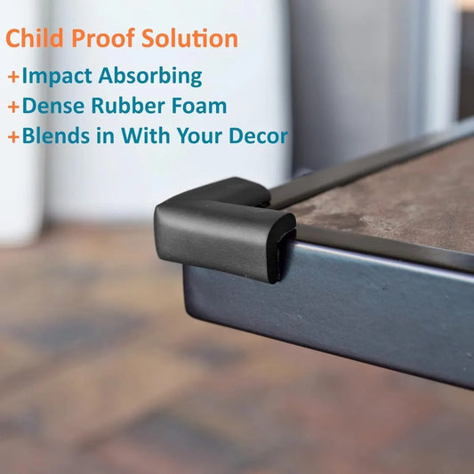 Furniture Corner Protectors - 8 Corners - Baby Corner Protectors - Self-adhesive Soft Rubber - Foam Protectors - Pre-glued - Baby and Child Protection Set - Table Corner Protectors - Non-Toxic and Safe - Black - Image 4