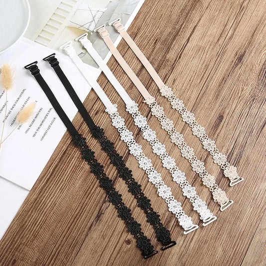 bra straps - 3 pairs - replacement bra straps for women - elastic bra shoulder straps - lace floral bra straps - non-slip bra straps - adjustable elastic shoulder pads - Image 3