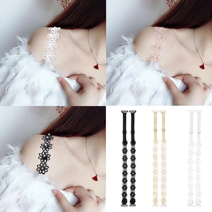 bra straps - 3 pairs - replacement bra straps for women - elastic bra shoulder straps - lace floral bra straps - non-slip bra straps - adjustable elastic shoulder pads - Image 4