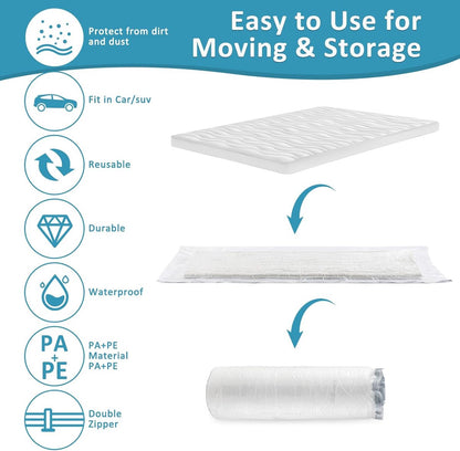 Large vacuum storage bags - 220*100cm - vacuum mattress bag - waterproof - resealable - with zipper - reusable - space-saving bags - vacuum seal - for mattresses, clothing - vacuum pump not included - transparent - Image 4