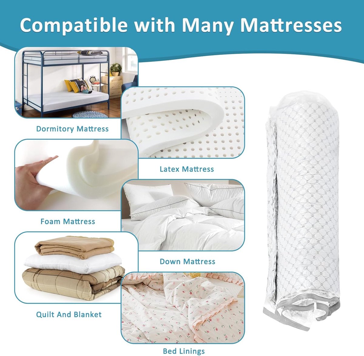 Large vacuum storage bags - 220*100cm - vacuum mattress bag - waterproof - resealable - with zipper - reusable - space-saving bags - vacuum seal - for mattresses, clothing - vacuum pump not included - transparent - Image 5