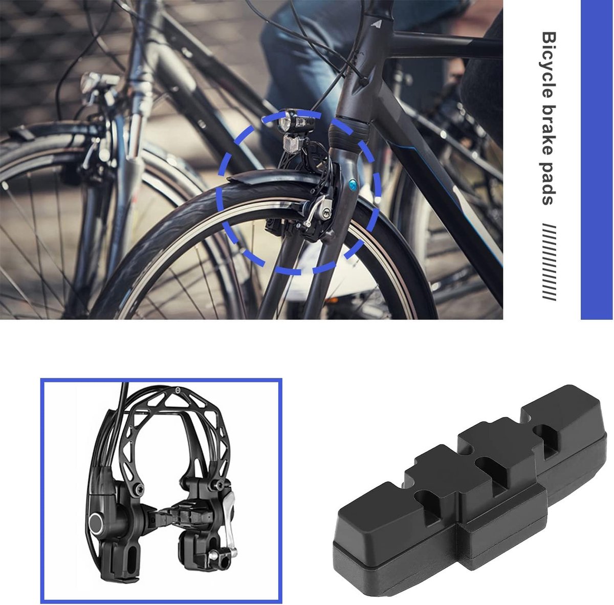 4 pieces - Brake pads - Bicycle brake pads - Replacement brake pads - Suitable for Magura HS11 HS22 HS24 HS33 HS66 - Brake pads for mountain bikes - Rubber bicycle brake pads - rubber road bike brake cover - bicycle accessories - black - Image 2