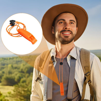 6 pieces - Emergency whistle - survival whistles - dual frequency - emergency whistle - with reflective cord, adjustable clip - emergency whistle survival whistle - for rescue operations in nature, hiking, camping, hunting and safety at sea - orange - Image 2