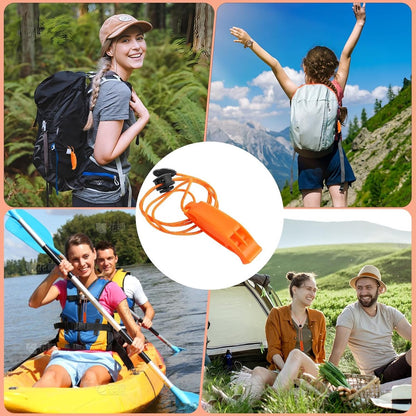 6 pieces - Emergency whistle - survival whistles - dual frequency - emergency whistle - with reflective cord, adjustable clip - emergency whistle survival whistle - for rescue operations in nature, hiking, camping, hunting and safety at sea - orange - Image 3