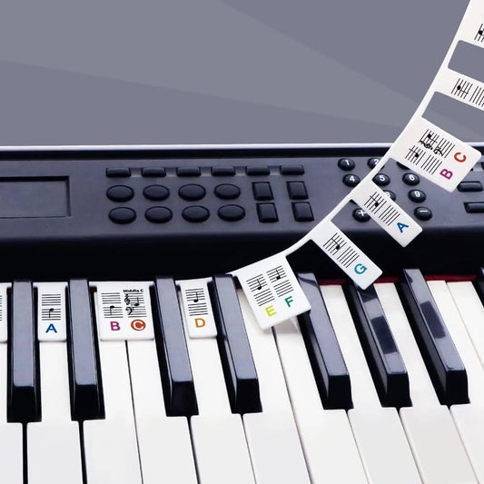 Piano/Keyboard Stickers - 88 keys - Removable Piano Key Stickers - piano stickers - Silicone - learn to play strip - Piano key stickers - Reusable - removable - with numbers - Easily Learn Music Notes - for beginners