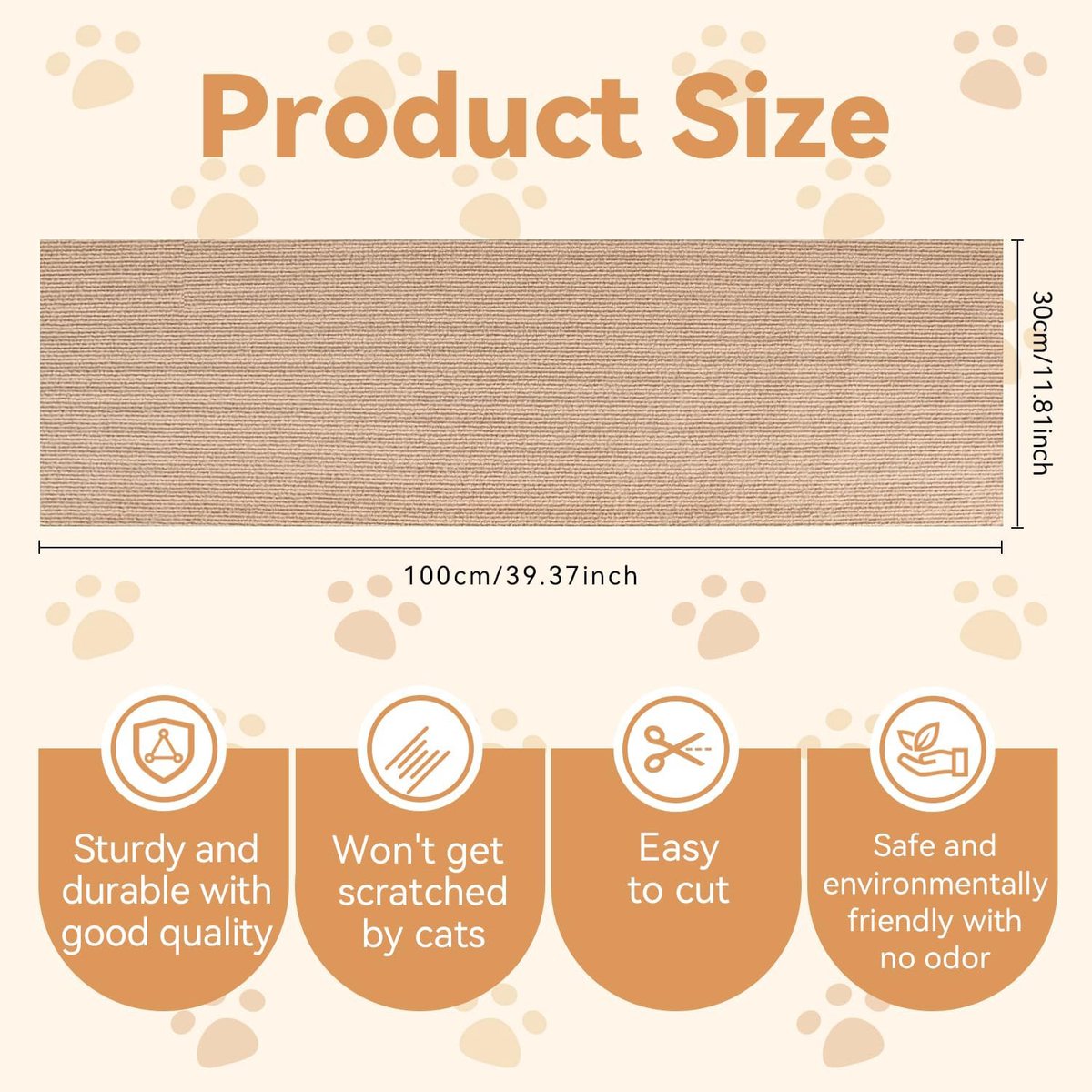 Scratching Post - 30 x 100 Cm - Scratching Mat for Cats - Kitten Toy - Anti-scratch cat sofa protection scratching post - Climbing Wall - Cat Climbing Wall - for furniture, walls, sofas and carpet - Scratching Mat for Sofa - Easy to cut - Self-adhesive -  - Image 2