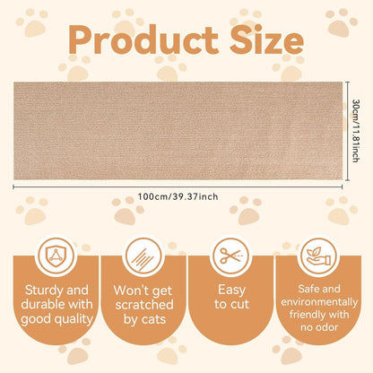 Scratching Post - 30 x 100 Cm - Scratching Mat for Cats - Kitten Toy - Anti-scratch cat sofa protection scratching post - Climbing Wall - Cat Climbing Wall - for furniture, walls, sofas and carpet - Scratching Mat for Sofa - Easy to cut - Self-adhesive -  - Image 2