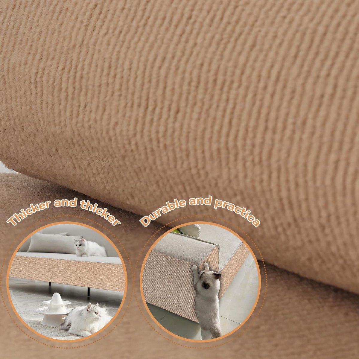 Scratching Post - 30 x 100 Cm - Scratching Mat for Cats - Kitten Toy - Anti-scratch cat sofa protection scratching post - Climbing Wall - Cat Climbing Wall - for furniture, walls, sofas and carpet - Scratching Mat for Sofa - Easy to cut - Self-adhesive -  - Image 4