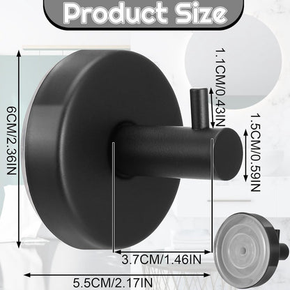 4 pieces - 6*6*5.5 cm - Suction cup hooks - Hooks with vacuum suction cup - towel hooks without drilling - waterproof - suction cup hook for shower, bathroom, kitchen, glass door - black - Image 5