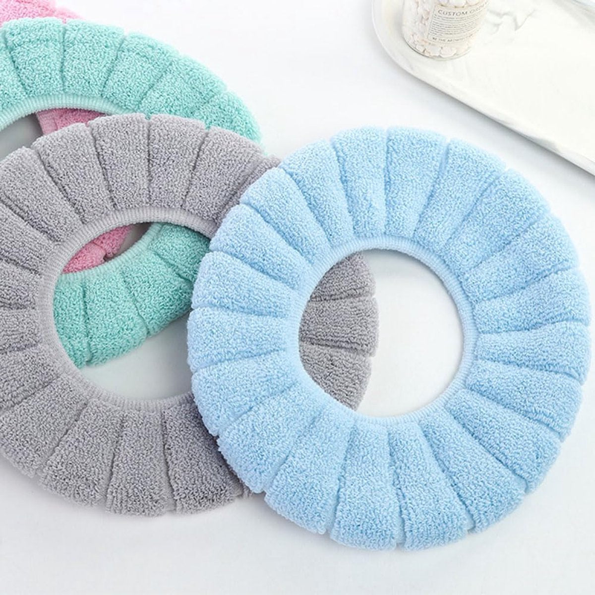 3-Piece Toilet Seat Cover - Toilet Seat Cover - Soft Toilet Seat - Toilet Cover - Toilet Seat Cover - WC Seat Cover - Universal Toilet Seat Cover - toilet seat cover - Reusable - Universal Fit - For Most Toilet Seats - Grey, Green, Blue - Image 4