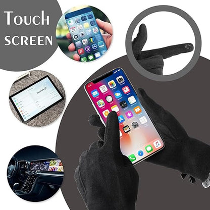 Gloves - women's gloves - winter gloves - Winter gloves - Insulated touchscreen gloves - touchscreen gloves for index finger - Cycling Gloves - Elegant and stylish - Black - Image 2