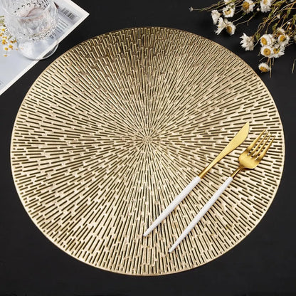 Set of 6 round placemats - Gold Placemats - 38x38cm - coasters - Openwork - Heat resistant - Luxurious appearance - Washable - Easy to clean - for kitchen and dining table decoration