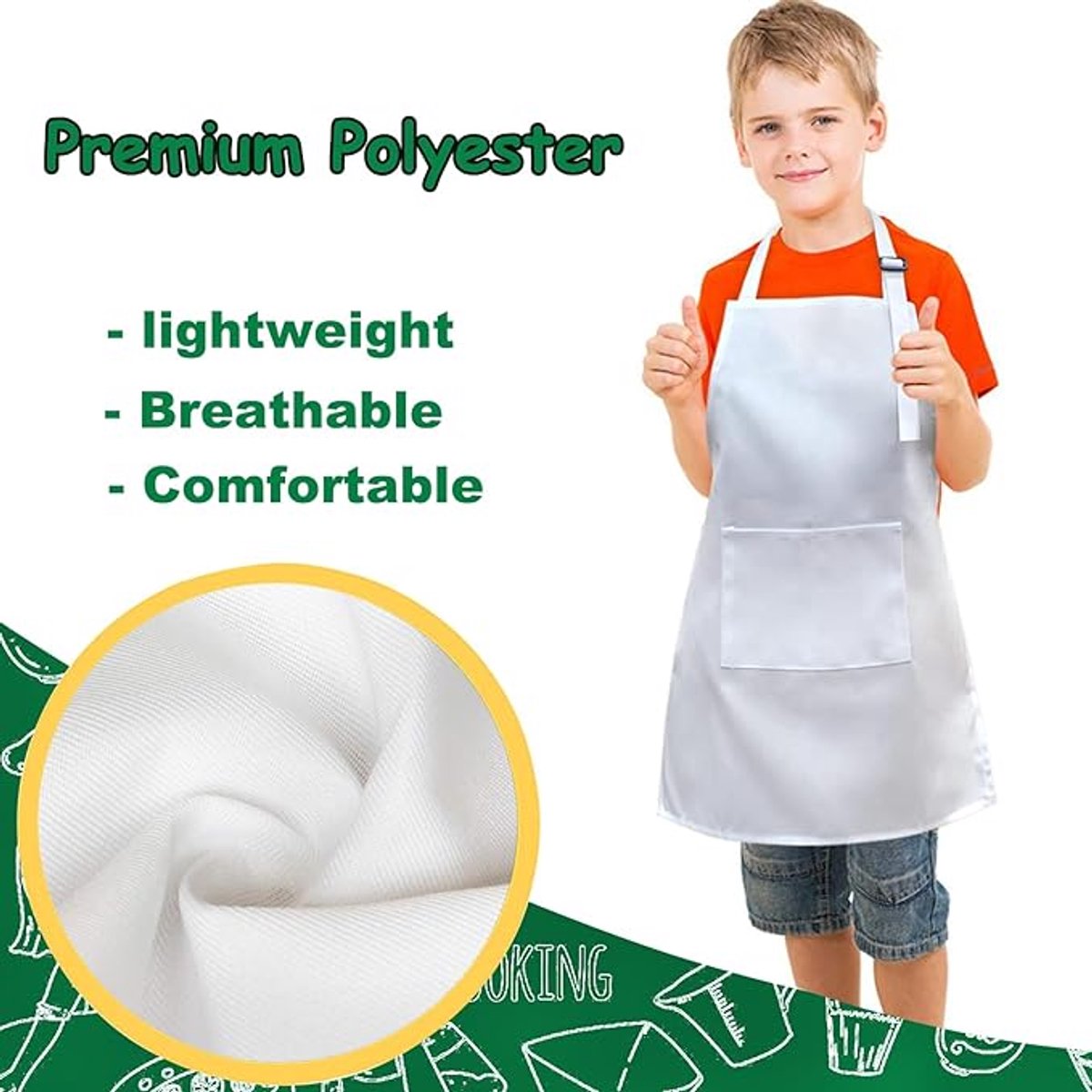6x Children's Aprons - Children's Craft Apron - Kitchen Apron - Cooking Apron - Painting Apron - Adjustable - Painting Apron - Craft Apron - Children's Apron - For Baking, Gardening, Crafts, School, BBQ, Party - Size L, 6-14 Years - Image 2