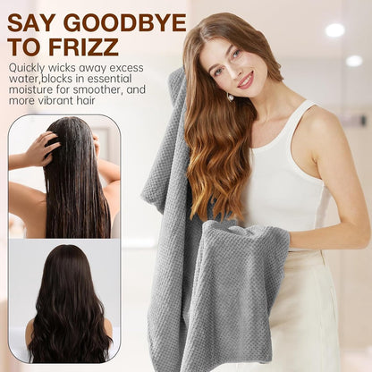 2 pieces - Microfiber Hair Towel - Microfiber Drying Towels - Microfiber towels - Hair Drying Towel - Hair Towel - Fast-drying Headscarf - wet hair towels - dry hair towels - for wet hair, showering and make-up - 100*60 cm - pink, grey - Image 3