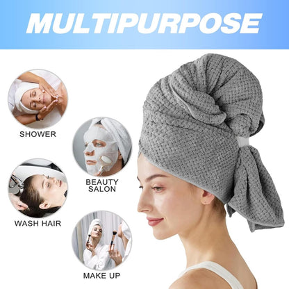 2 pieces - Microfiber Hair Towel - Microfiber Drying Towels - Microfiber towels - Hair Drying Towel - Hair Towel - Fast-drying Headscarf - wet hair towels - dry hair towels - for wet hair, showering and make-up - 100*60 cm - pink, grey - Image 4