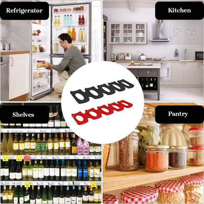 2 pieces - Bottle rack - Beverage bottle rack - Refrigerator bottle holder - Wine rack - silicone refrigerator bottle holder - refrigerator cup holder - easy to stack refrigerator bottle holder - for kitchen fridge, countertop, pantry - 30.6*9.5 cm - blac - Image 2