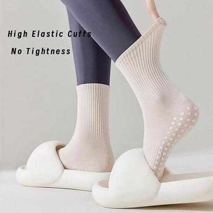 4 pairs - Yoga Socks - Pilates Socks - Non-slip Yoga Socks - Yoga Socks for women - sports socks - non-slip mid-tube socks - cotton pilates socks - breathable cotton socks - non-slip socks - for ballet, yoga, dance, pilates and fitness - Image 3