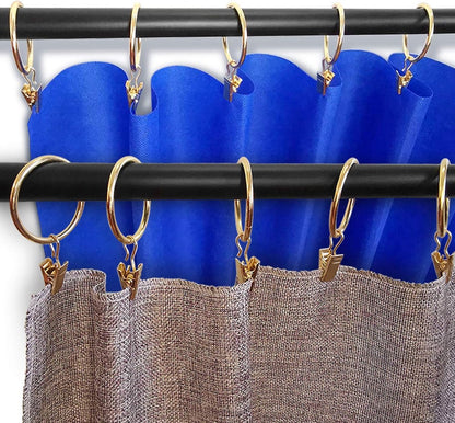 Metal Curtain Hooks with Clamps and Rings - 40 Pieces - Drapery Clip Hooks - Metal Curtain Rings - Decorative Curtain Rod Clips - Hooks - Shower Curtain Hanging Hooks with Clamp - Metal Curtain Rings with Clips - Gold - Image 4