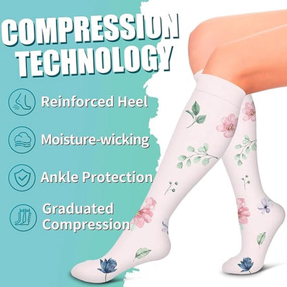 Compression socks 6 pairs - compression socks for women - Sports compression stockings - Circulation compression socks - Compression socks for cycling - women's compression stockings - Stretchable - for Running, Athletic Sports - Long - S/M - Image 3