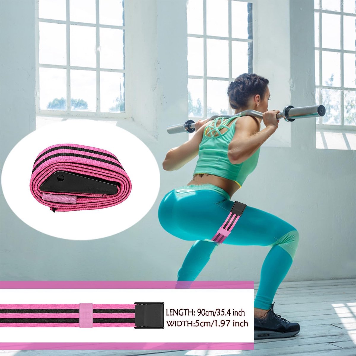 Resistance Bands - Resistance band - Booty bands - Fitness Elastic - Fitness Resistance Bands - Booty bands for training - Blood flow restriction bands - Adjustable BFR training bands - for training your glutes, squat, thighs - Pink - Image 4
