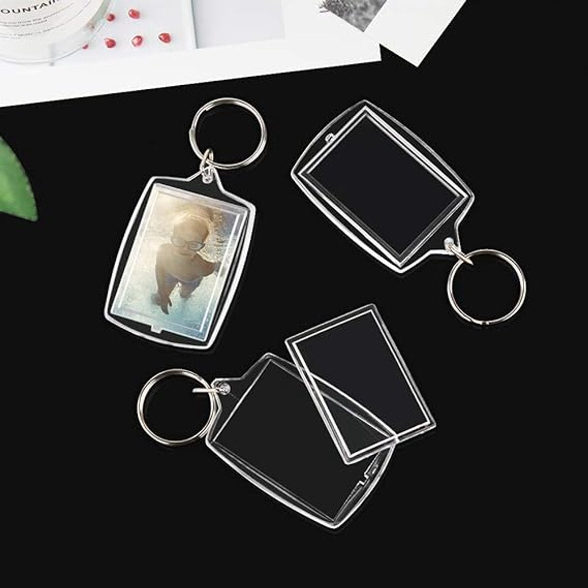Photo Keychain - 30 Pieces - Empty Photo Frame Keychains - Transparent Clear Acrylic Keychains - Transparent - Small Photo Frames - Holds personalized, custom, and passport-sized photos measuring 1.57" x 2.2" - Image 3