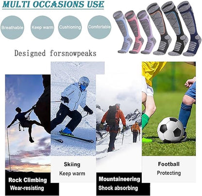 Ski Socks - 3 Pairs - Women's Socks - Sports Socks - Cotton Socks - Warm Socks Women - Long House Socks - Women's Ski Socks - Snowboard Socks - for Skiing, Snowboarding, Hiking - Size 35-39 (M) - Image 5