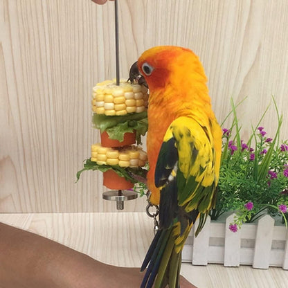 2 pieces - Bird Feeder - Small Animals Fruit and Vegetable Holder - Stainless Steel Vegetable Skewer - Food Finder - Hanging Food Feeding and Handling Tool - for Parrots, Cockatoos, Cockatiels - 20cm and 12cm - Silver - Image 4