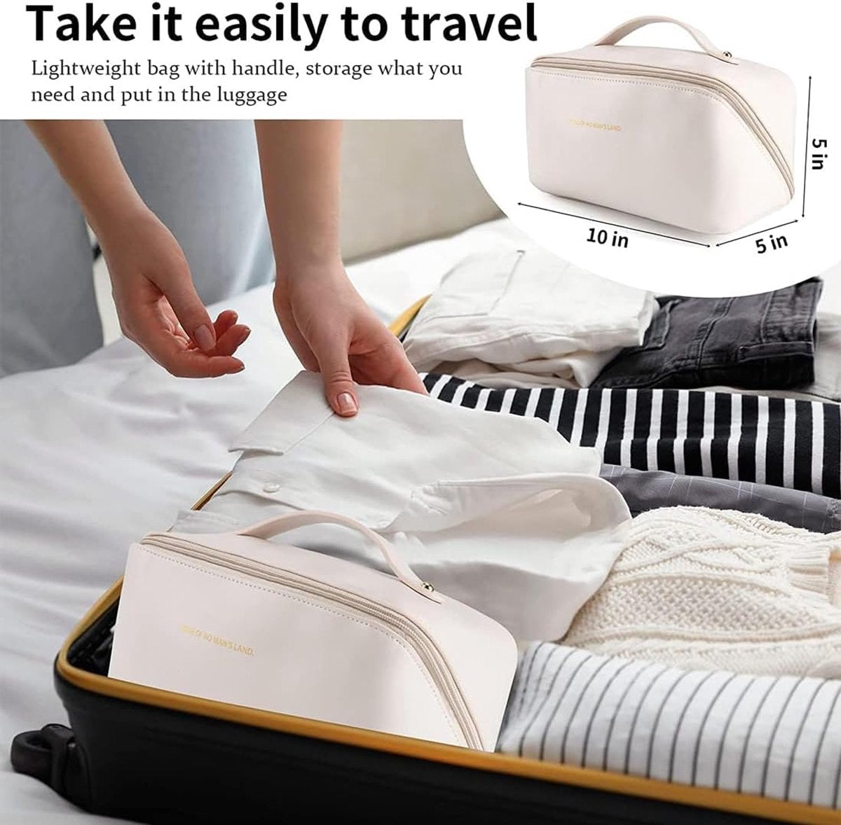Toiletry Bag - Women's Toiletry Bag - Toiletry Bags - Travel Makeup Bag with Handle - Beauty Cases - Waterproof PU Makeup Bag - Cosmetics Bag - Small Makeup Pouch - Waterproof Portable Toiletry Bag Storage Bag for Women - For Men & Women Cosmetic Organize - Image 5