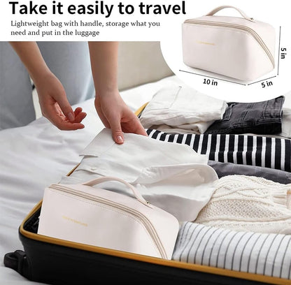 Toiletry Bag - Women's Toiletry Bag - Toiletry Bags - Travel Makeup Bag with Handle - Beauty Cases - Waterproof PU Makeup Bag - Cosmetics Bag - Small Makeup Pouch - Waterproof Portable Toiletry Bag Storage Bag for Women - For Men & Women Cosmetic Organize - Image 5