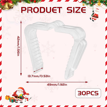 30 pieces - Christmas lighting clips - Light clips - Plastic clips - Lighting hooks - Party lighting clamps - festive string lights clips - hooks - for party decoration, gutter, fencing, roof edge - 49*42*13.7 mm - white - Image 5