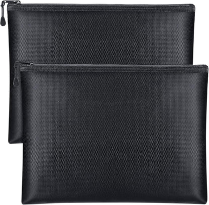 Fireproof Document Bag - 2 Pack - Fireproof and Waterproof Cash Bag with Zipper - Fireproof Document Bags - 13.4 x 9.4 Inch Waterproof and Fireproof Cash Bag Document Holder with Zipper - Fireproof Safe Storage Bag