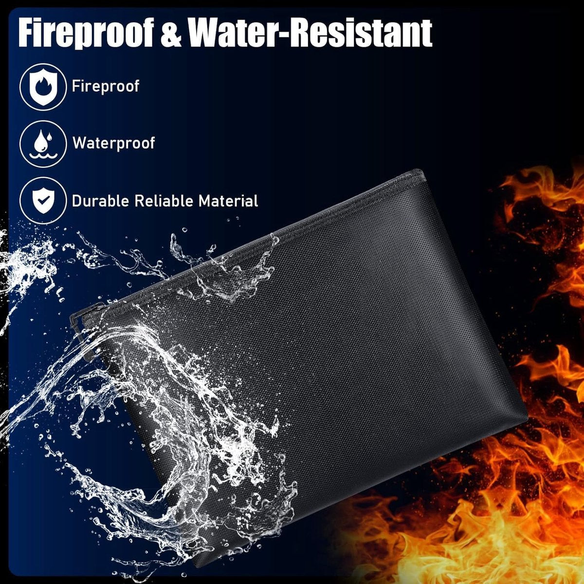 Fireproof Document Bag - 2 Pack - Fireproof and Waterproof Cash Bag with Zipper - Fireproof Document Bags - 13.4 x 9.4 Inch Waterproof and Fireproof Cash Bag Document Holder with Zipper - Fireproof Safe Storage Bag - Image 4