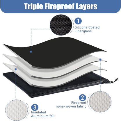 Fireproof Document Bag - 2 Pack - Fireproof and Waterproof Cash Bag with Zipper - Fireproof Document Bags - 13.4 x 9.4 Inch Waterproof and Fireproof Cash Bag Document Holder with Zipper - Fireproof Safe Storage Bag - Image 5