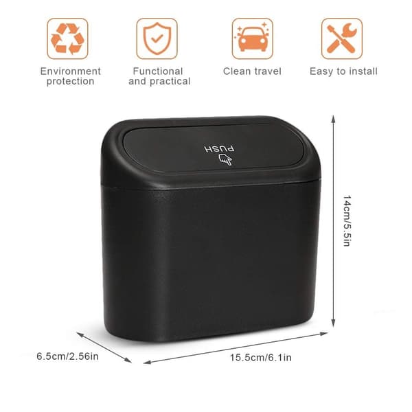 Car Trash Can, Waterproof Hanging Storage Box with Lid, 2-Pack Portable for Car \u0026 Office - Image 3