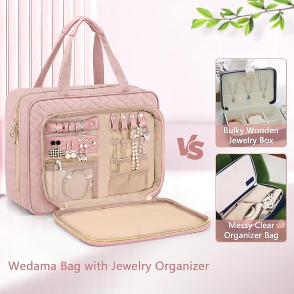 Pink Hanging Travel Toiletry Bag Large Makeup Bag - Image 3