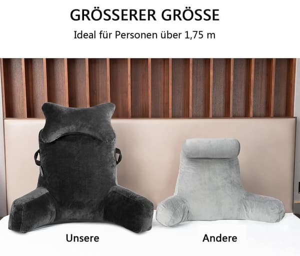 Extra Large Back Cushion with Armrests for Bed and Sofa Reading Sitting Support - Image 3