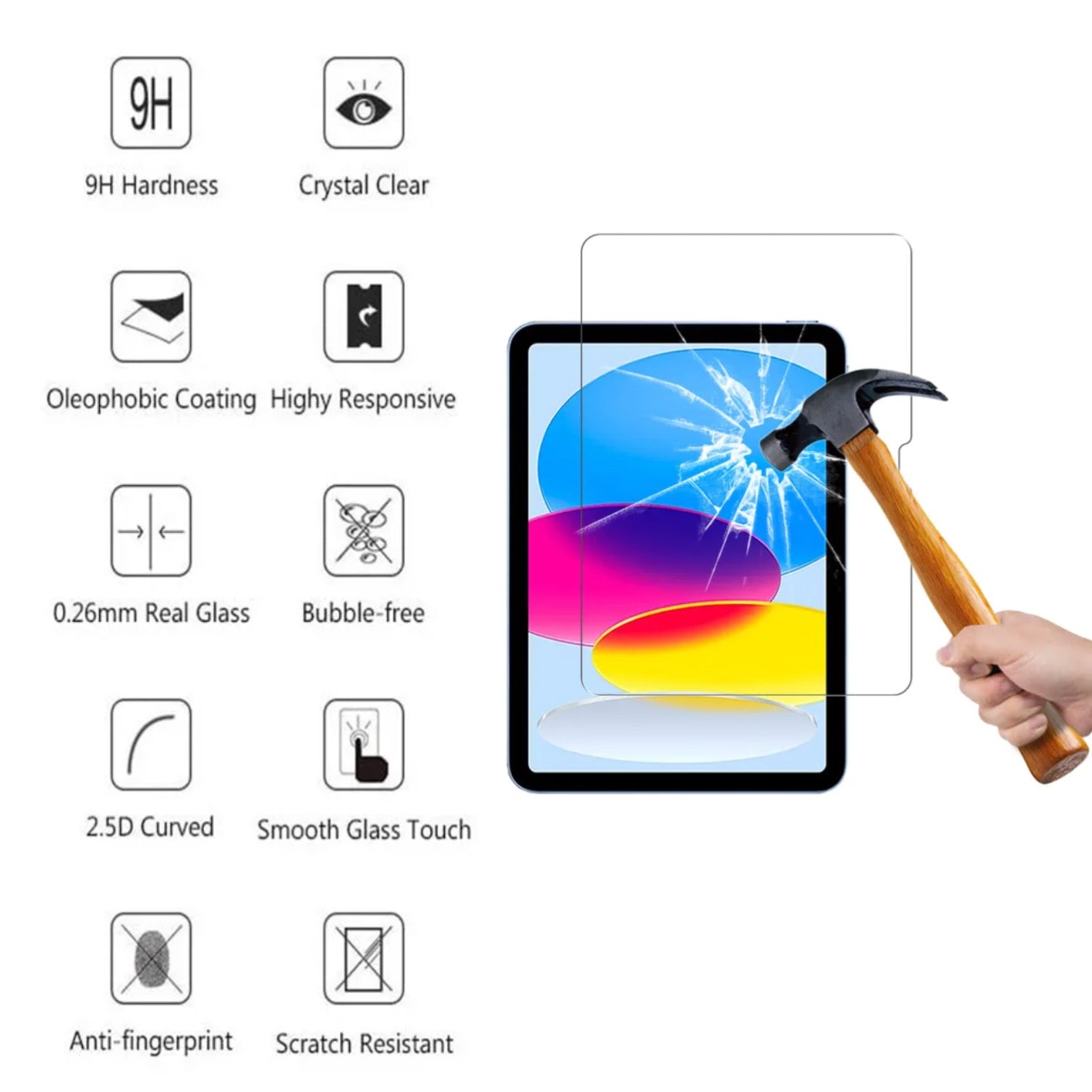 iPad (A16) Gen 11 2025 Tempered Glass Screen Protector 9H Transparent 2-Pack - Image 3