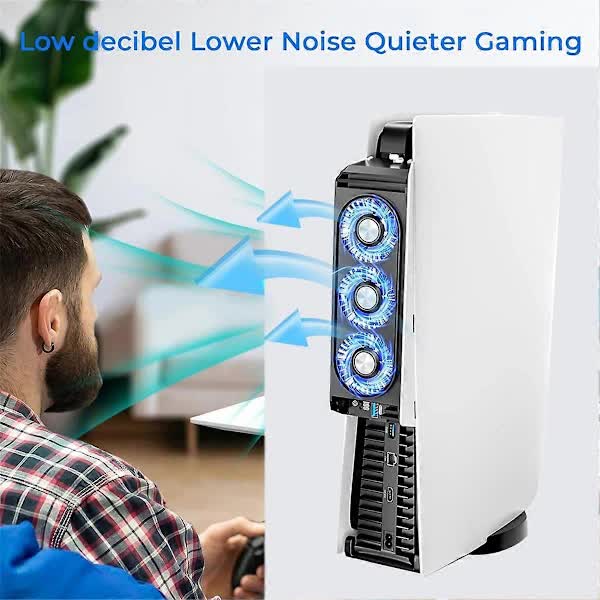 Cooling Fan for PS5 with Quieter Fan LED Light and USB3.0 Hubs - Image 2