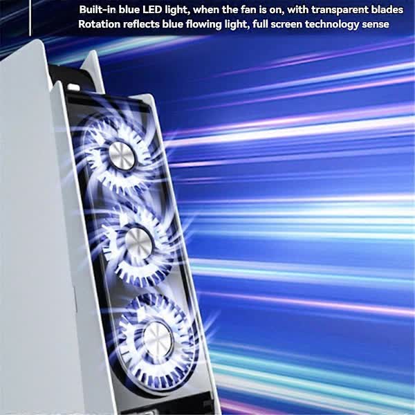 Cooling Fan for PS5 with Quieter Fan LED Light and USB3.0 Hubs - Image 3