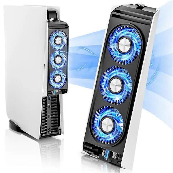 Cooling Fan for PS5 with Quieter Fan LED Light and USB3.0 Hubs - Image 4