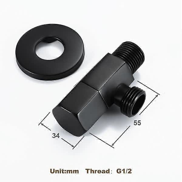 Black Shut-off Valve Angle Faucet Brass Diverter Toilet Shower Nozzle Connector Solid Brass Coupling Bracket - Image 2