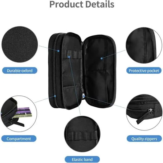 Soccer Pencil Case Blue with Zipper, Spacious and Durable Soccer Theme Sports Pencil Case - Image 2