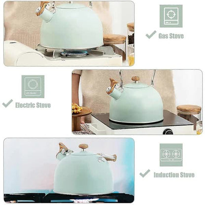 Stainless Steel Whistling Kettle 2.5L for Gas Stoves, Induction Compatible, Ergonomic Handle - Image 2